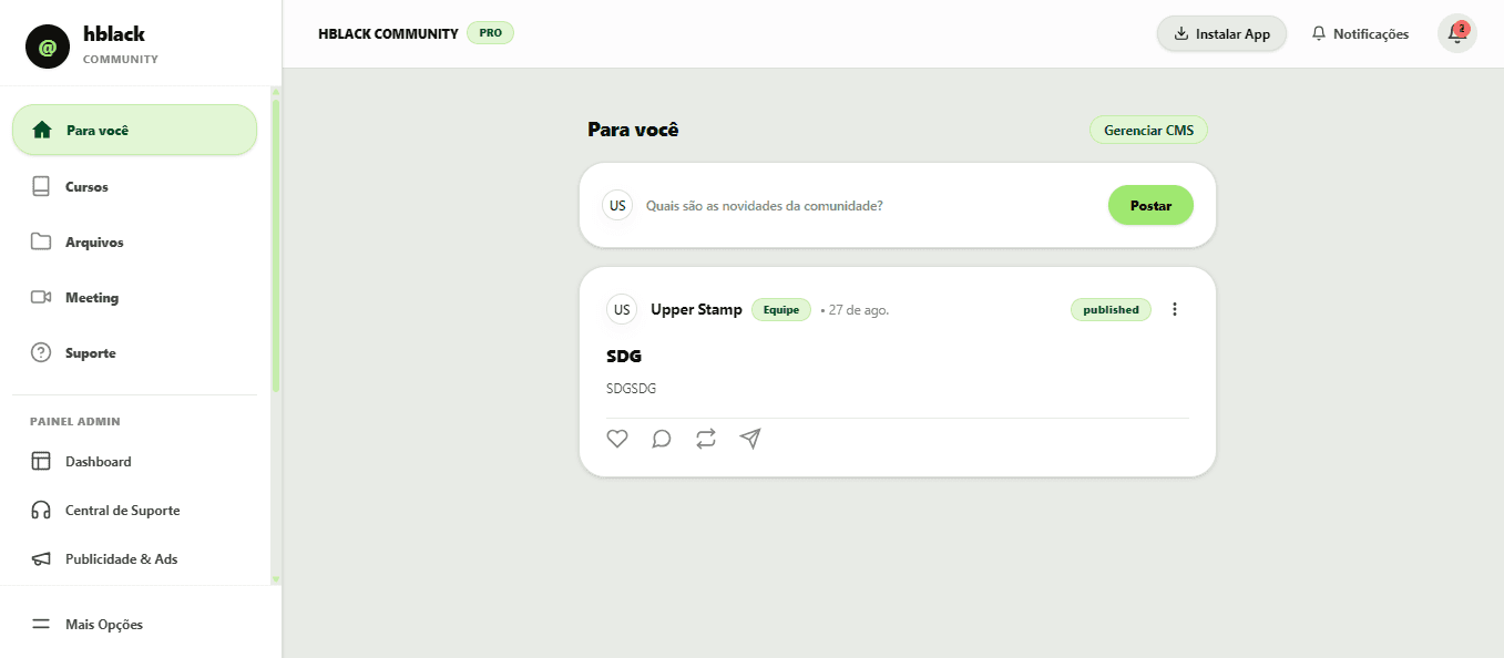 Feed da plataforma HBLACK Community
