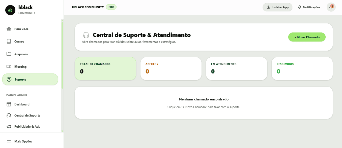 Central de suporte da comunidade